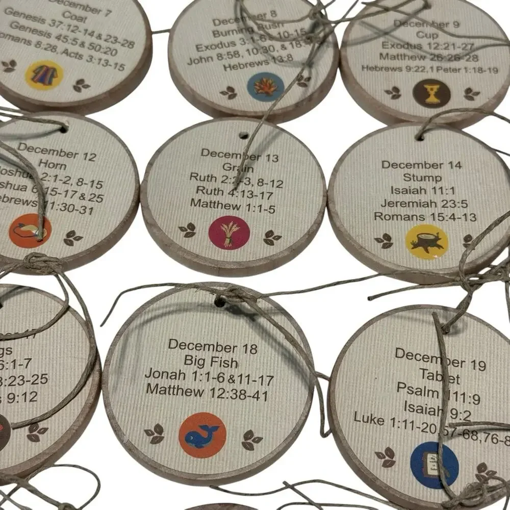 Jesse Tree Ornaments 25 solid hardwood discs (.25in thick) Christmas Tree